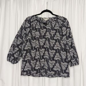 Tucker NYC Classic Blouse Secret Maze in Silk Cotton Long Sleeve Top